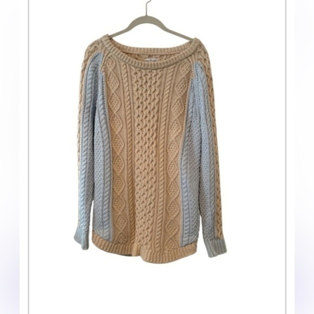 L.L. Bean Signature | Fisherman Knit Chunky Cabincore sweater |  Color Block S